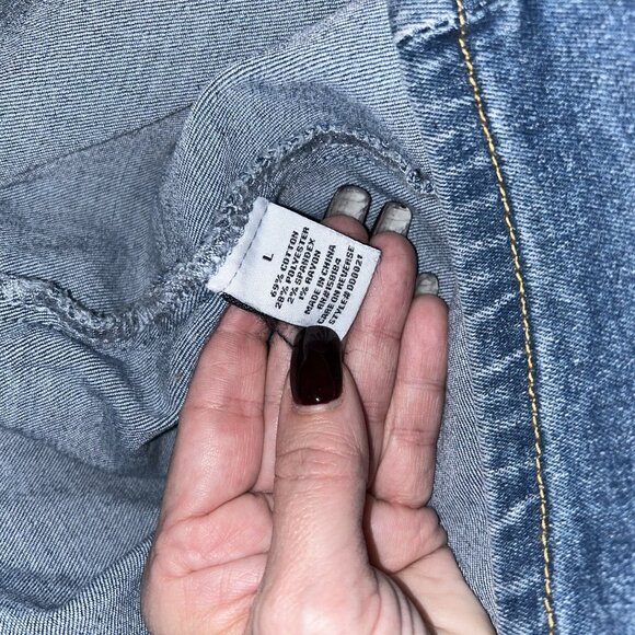 Love Cult Long Sleeve Button Down Belted Western Boho Denim Dress Size Large - Picture 8 of 9